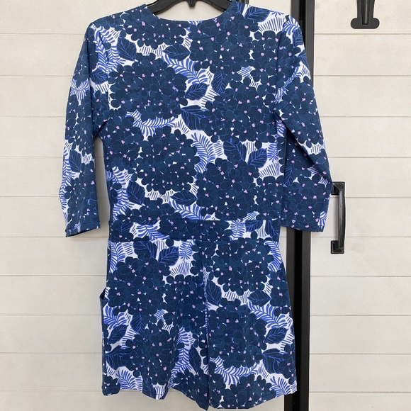 Mahi Gold Riptide Romper in Hydrangea Walk Small - Picture 3 of 5